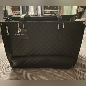 Packuum Black Tote Bag w/ Built in Lunch Storage